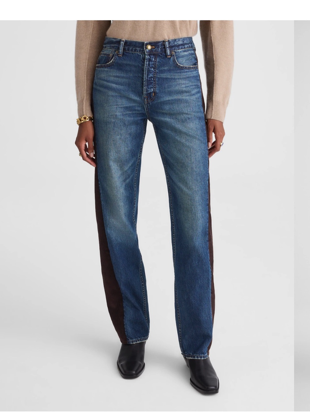 Madewell X Kaihara Denim Pieced Barrel-Leg Jeans Mid Rise Womens Size 27 NWT